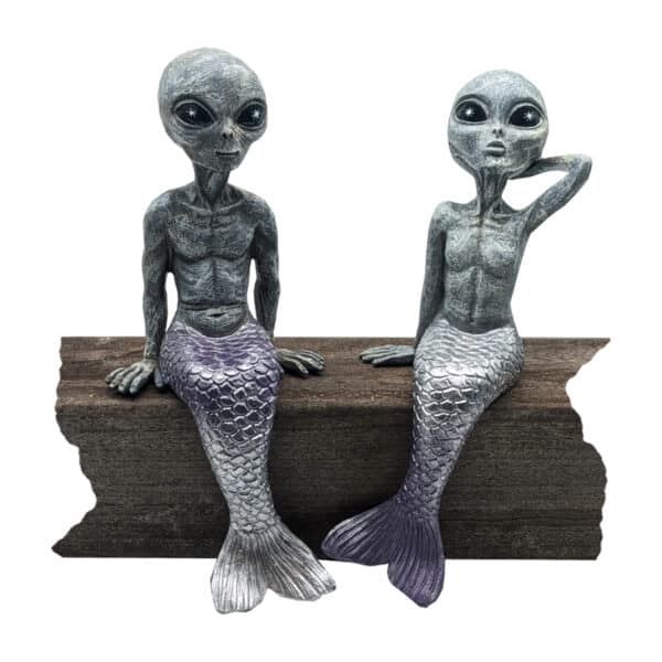 Mermalien™ <br> Alien Invasion “Mermalien” 10“ Tall Mermaid and Merman Couple – Alien Gray