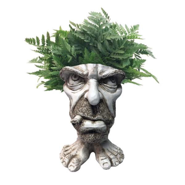 Muggly <br>Face Planter Uncle Carmine 13" H - Holds 6" Pot - Antique White