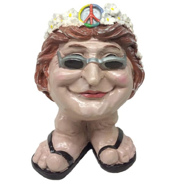 Muggly <br> Face Planter Hippie Flower Child 12”H – Holds 6” Pot – Natural