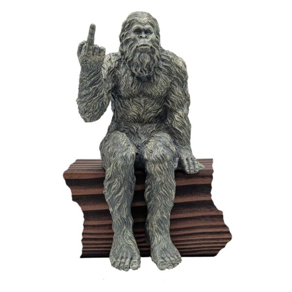 Bigfoot The Rude ‘Flipping The Bird’ Sasquatch Yeti Statue/Figurine Indoor/Outdoor Sculpture for Patio, Deck, Home, Office 10 in H Shelf Sitter Figurine - Stone Gray
