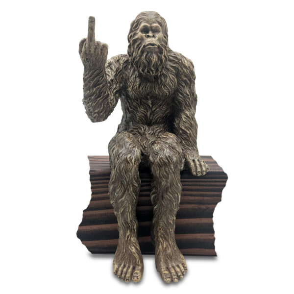 Bigfoot The Rude ‘Flipping The Bird’ Sasquatch Yeti Statue/Figurine Indoor/Outdoor Sculpture for Patio, Deck, Home, Office 10 in H Shelf Sitter Figurine - Stonewash
