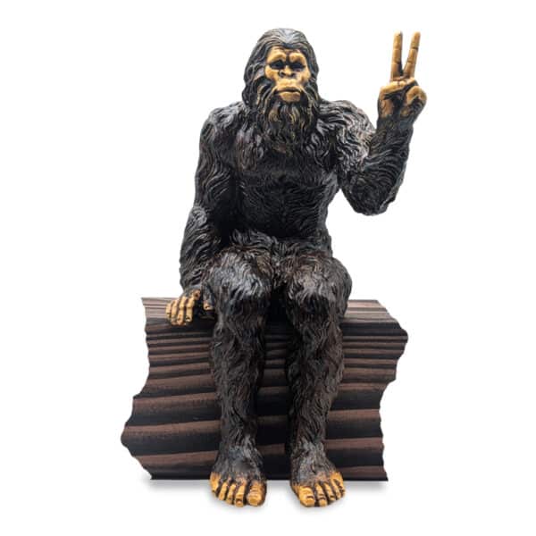 Bigfoot Peace Sign Decorative Sasquatch Yeti Statue/Figurine Indoor/Outdoor Sculpture for Patio, Deck, Home, Office 10 in H Shelf Sitter Figurine - Natural