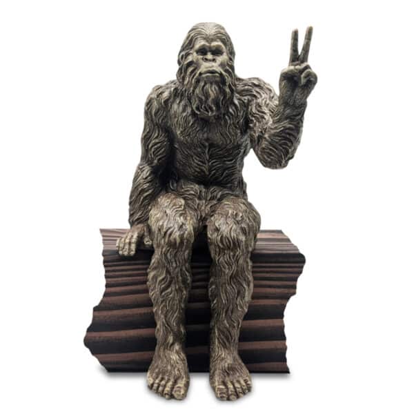 Bigfoot Peace Sign Decorative Sasquatch Yeti Statue/Figurine Indoor/Outdoor Sculpture for Patio, Deck, Home, Office 10 in H Shelf Sitter Figurine - Stonewash
