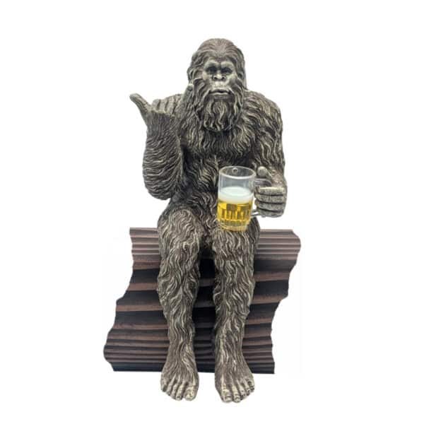 Bigfoot Party Bigfoot Hang Loose Beer Drinking Sasquatch Yeti Statue/Figurine Indoor/Outdoor Sculpture for Patio, Deck, Home, Office 10 in H Shelf Sitter Figurine – Stonewash